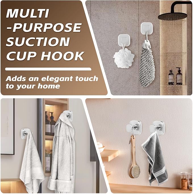 Suction Cup Hooks for Shower Heavy Duty No-Drill– Reusable Multi-Purpose Hooks - Image 4