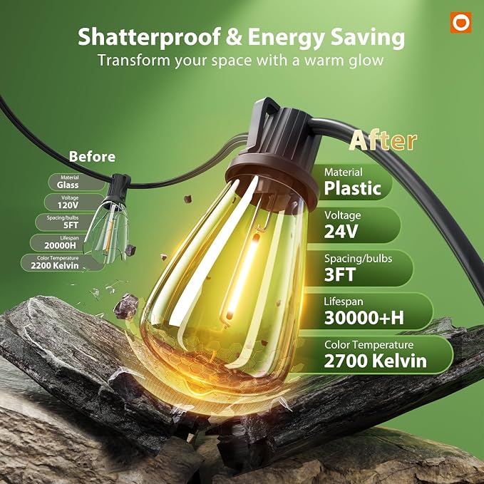 addlon 102FT Solar String Lights Outdoor Waterproof - Image 5