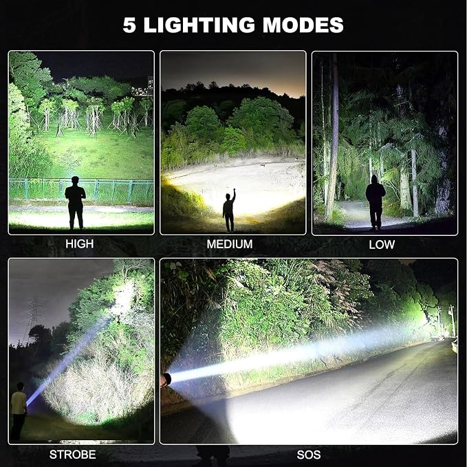 3 Pack Rechargeable LED Flashlights High Lumens, 000LM Super Bright Flashlight - Image 5