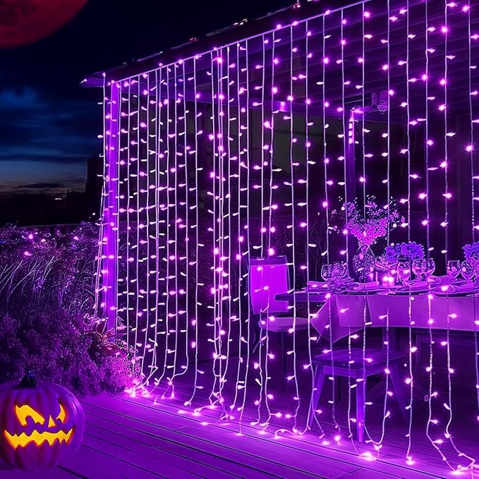 Dazzle Bright 300 LED Christmas Curtain String Lights, Halloween Fairy Lights by DazzleBright