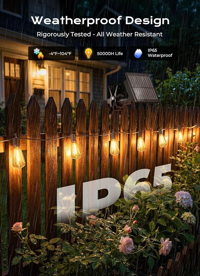 Brightown 58FT Solar String Lights Outdoor Waterproof - Image 3