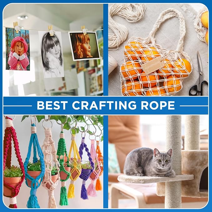 TECEUM Cotton Rope 3/16” – 50 FT – Strong All-Purpose Braided Rope – Natural - Image 8