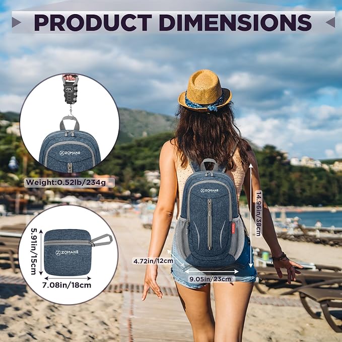 ZOMAKE Ultra Lightweight Packable Backpack 10L, Small Foldable Backpacks Hiking - Image 2