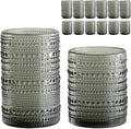 ZMOWIPDL Vintage Glassware Drinking Glasses Set of 12, Embossed Water Tumbler by ZMOWIPDL