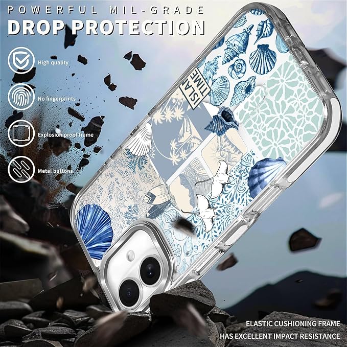 Case for iPhone 16, Sea Life Ocean Waves Seashell Collage Phone Case Design，for - Image 5