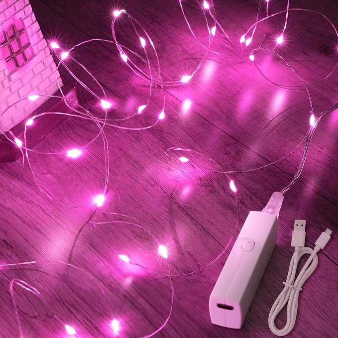 Lakumu Rechargeable String Lights Battery Operated, Battery Powered Copper Wire by Lakumu