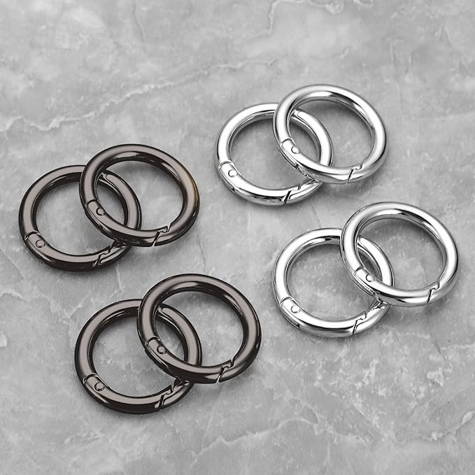 Gkeygo Key Ring Clip, 1 Inch Keychain Rings, 8 Pack Round Carabiner Clip - Image 6