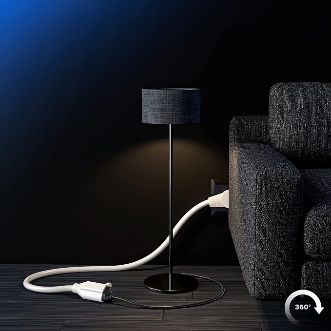 Maximm Extension Cord 4 Foot White Flat Plug, 360° Rotating Short Power Cord - Image 9