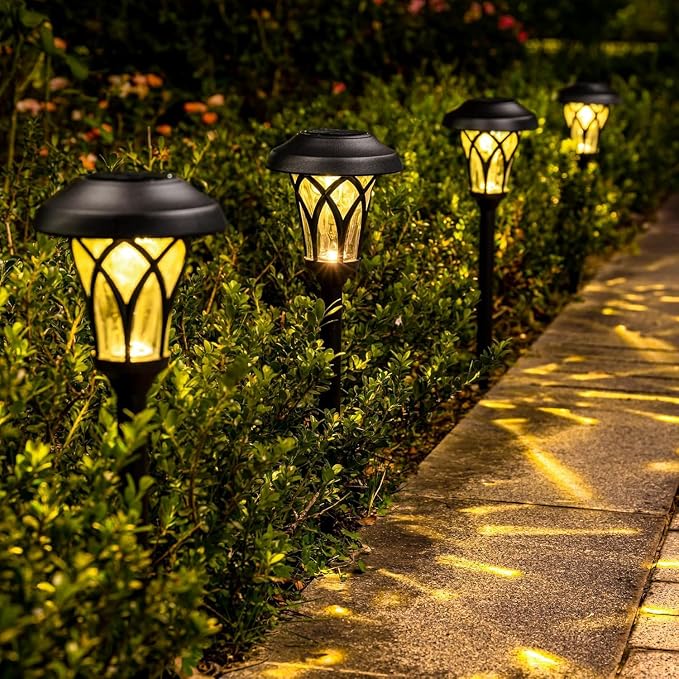 GIGALUMI 6 Pack Solar Pathway Lights Outdoor, Metal Glass & ABS Solar Landscape - Image 6