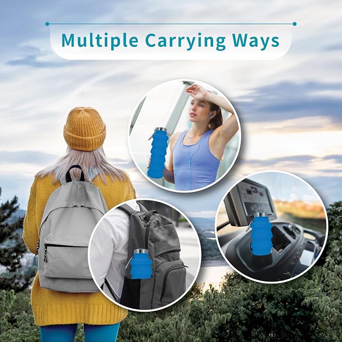 Collapsible Water Bottles 12oz, Odorless BPA-Free Silicone, Leak-Proof Foldable - Image 5