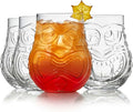 Libbey Tiki Split Glass Tumbler Set, Vintage-Style Quirky Drinking Glasses Set by Libbey