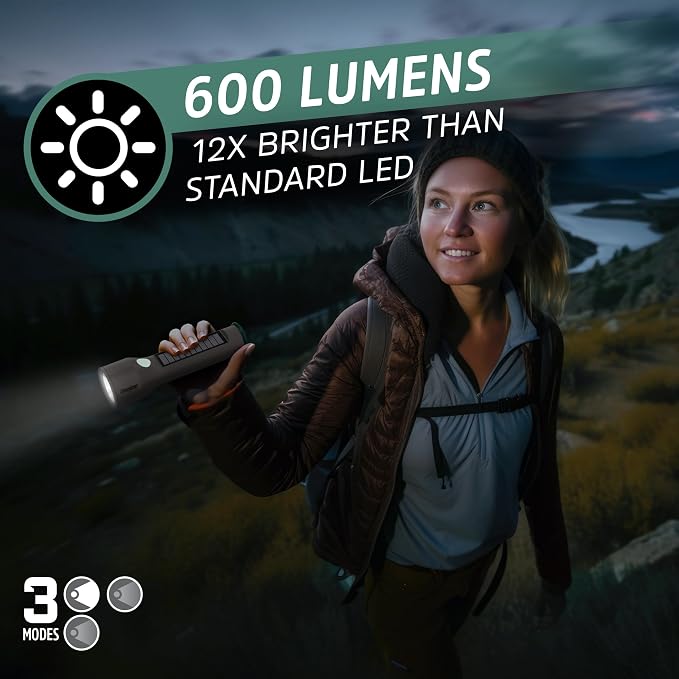 Energizer S-600 LED Flashlight Rechargeable Solar and AA Battery Power Options - Image 4
