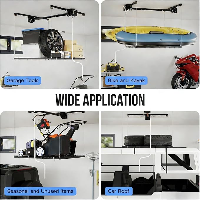 4x4 FT Overhead Garage Lifting Storage Rack, 350 lbs Capacity & 79" Lifting - Image 7