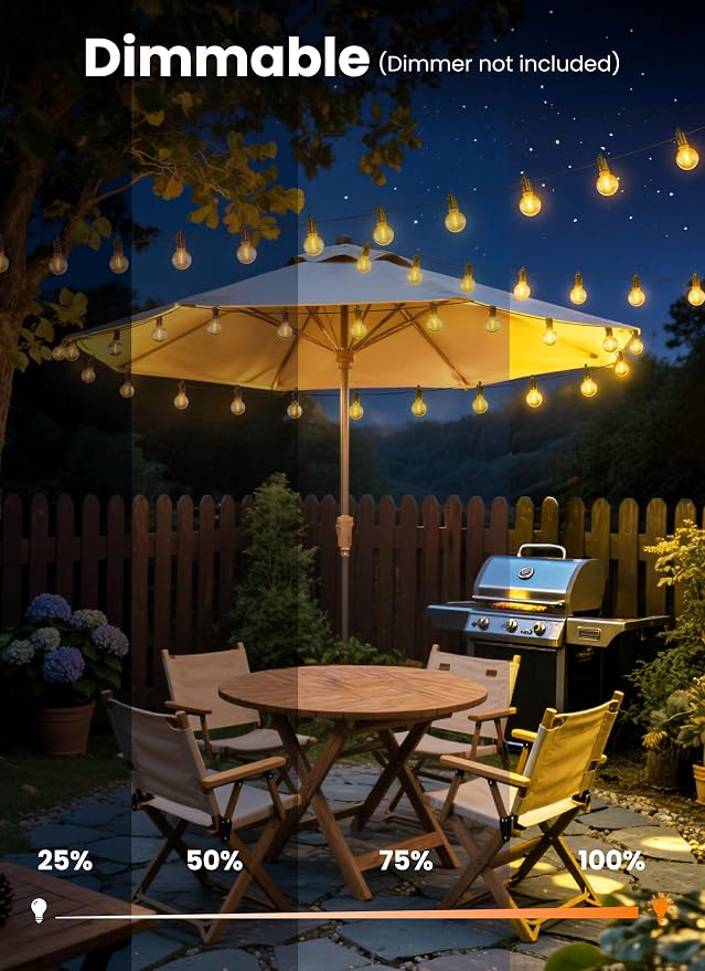 Outdoor String Patio Lights, 25FT 12 LED Patio Lights Waterproof, Connectable - Image 4