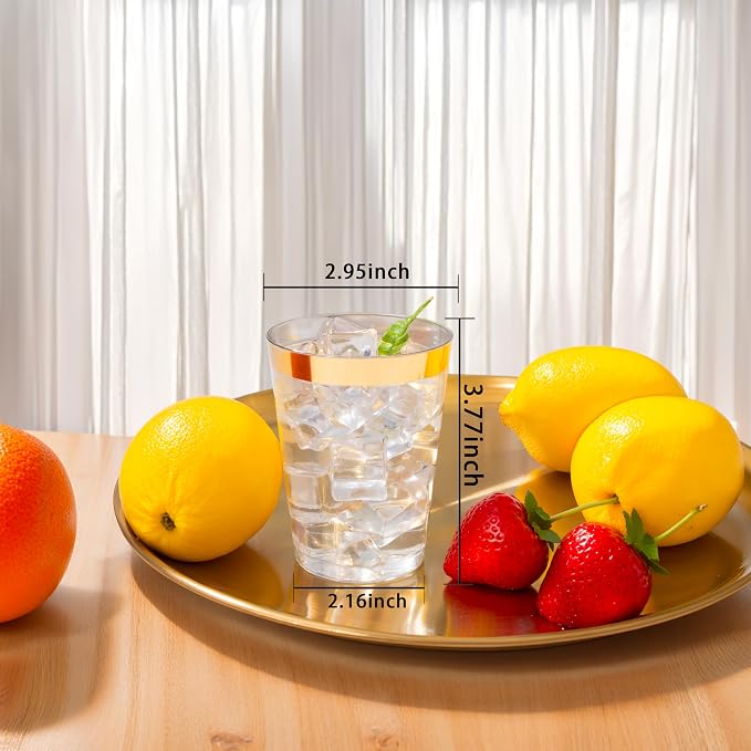 I00000 100PCS Gold Plastic Cups, 10 oz Clear Plastic Cups - Image 4