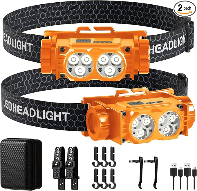 Headlamp Rechargeable 2PCS, 4500L Super Bright Light Bright LED Rechargeable by Unknown