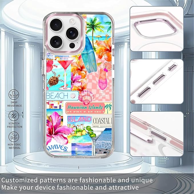 Case for iPhone 15 Pro, Coastal Beach Cover Coquette Collage Phone Case - Image 2