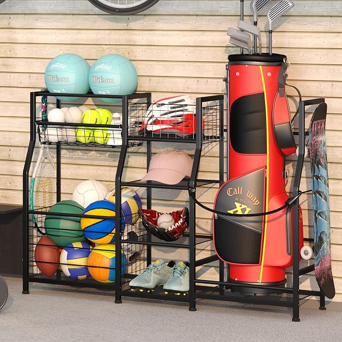 Sonyabecca Garage Sports Equipment Organizer 2 Golf Bag Stand Golf Storage - Image 3