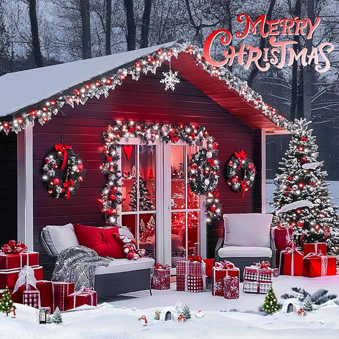 JMEXSUSS 66ft 200 LED Red and White Christmas Lights, Outdoor String Plug-in - Image 6
