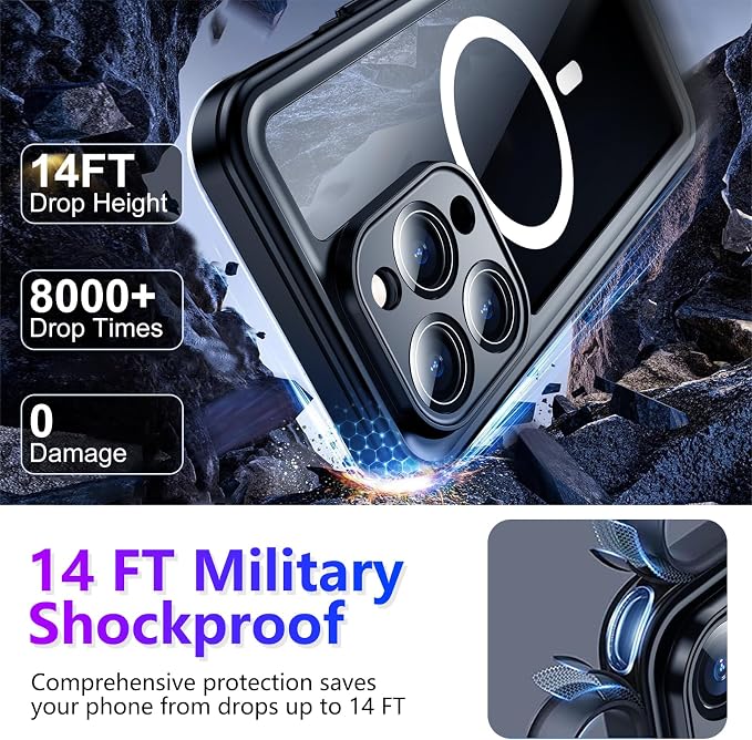 Temdan Compatible with iPhone 14 Pro Max Case Waterproof, Built-in Screen & - Image 4