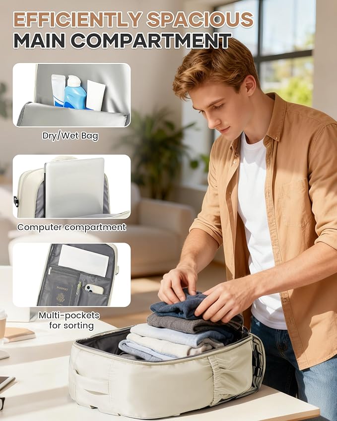WONHOX Large Travel Backpack Carry on Flight Approved Laptop Work Business - Image 7