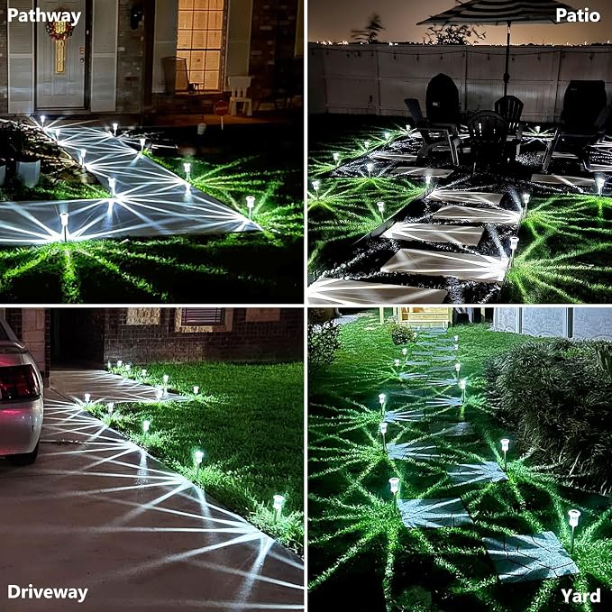 Solar Pathway Lights 10 Pack Solar Lights Outdoor Waterproof 6000K Cold White - Image 4