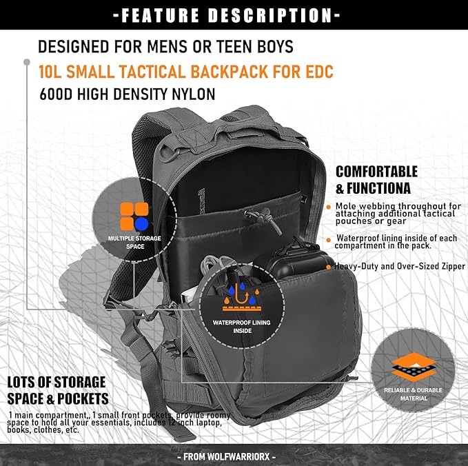 Miramrax 12L Small Backpack Day Pack - Image 3