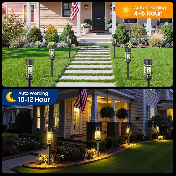 LETMY Solar Pathway Lights Outdoor, 8 Pack Solar Lights Outdoor Waterproof IP65 - Image 2