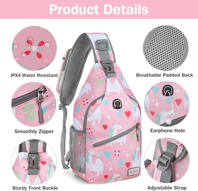 ZOMAKE Sling Bag, Small Crossbody Sling Backpack, Water Resistant Shoulder - Image 4