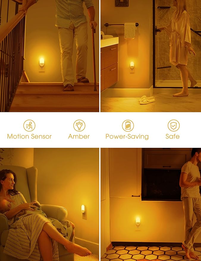 L LOHAS LED Amber Night Light, 2 Pack, Night Lights Plug into Wall Motion Sensor - Image 7