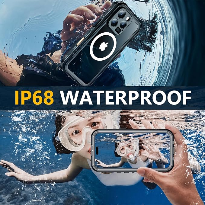 Red2Fire for iPhone 16 Pro Case Waterproof, Phone Case 6.3" Black/Clear - Image 2
