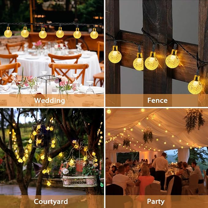 Outdoor Solar String Lights, 2x46FT 66LED 8Modes Crystal Solar Powered - Image 6