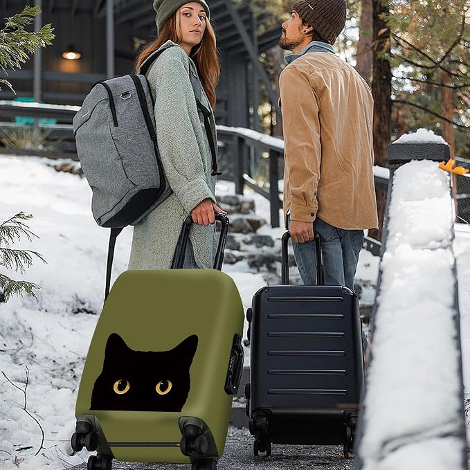 ANNA QUEEN Peeking Black Cat Luggage Cover, Cute Cat Eyes Design Suitcase - Image 2