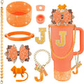 9PCS Orange for Stanley Cup Accessories Set Bling Initials Bow Charms for by Unknown