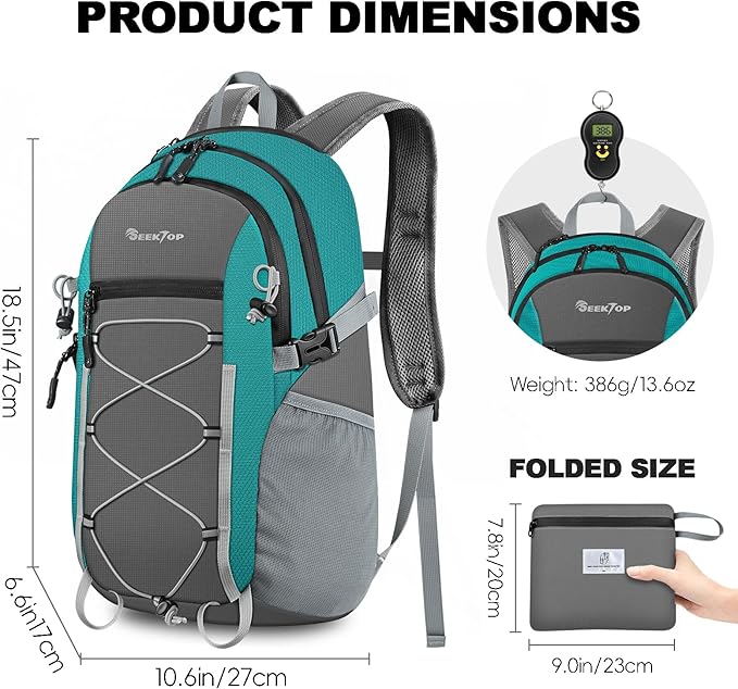 Seektop 20L Foldable Waterproof Hiking Backpack, Ultralight Small Lightweight - Image 3