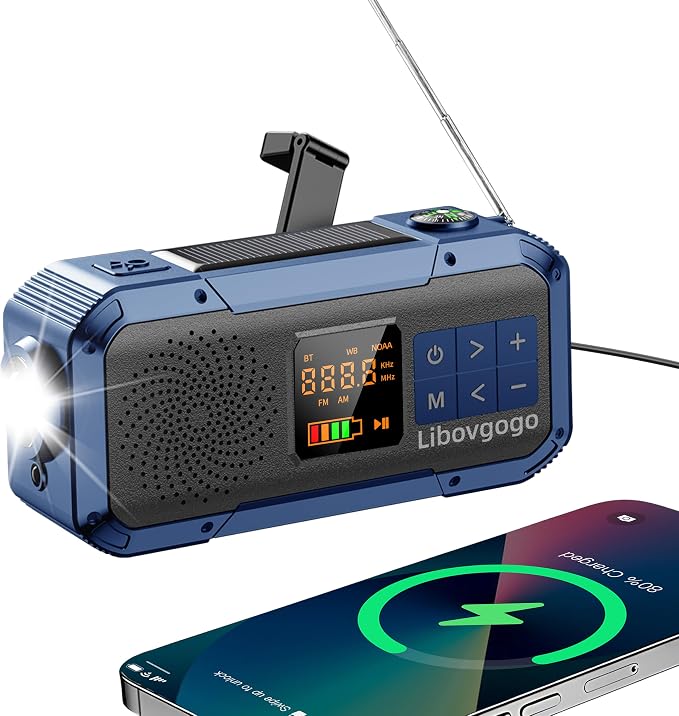 Emergency Weather Radio with IPX5 Waterproof Portable Bluetooth Speaker by Libovgogo-Relaxingoutdoortrip