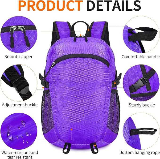 Small Hiking Backpack 15L Travel Lightweight Hiking Packable Daypack - Image 6