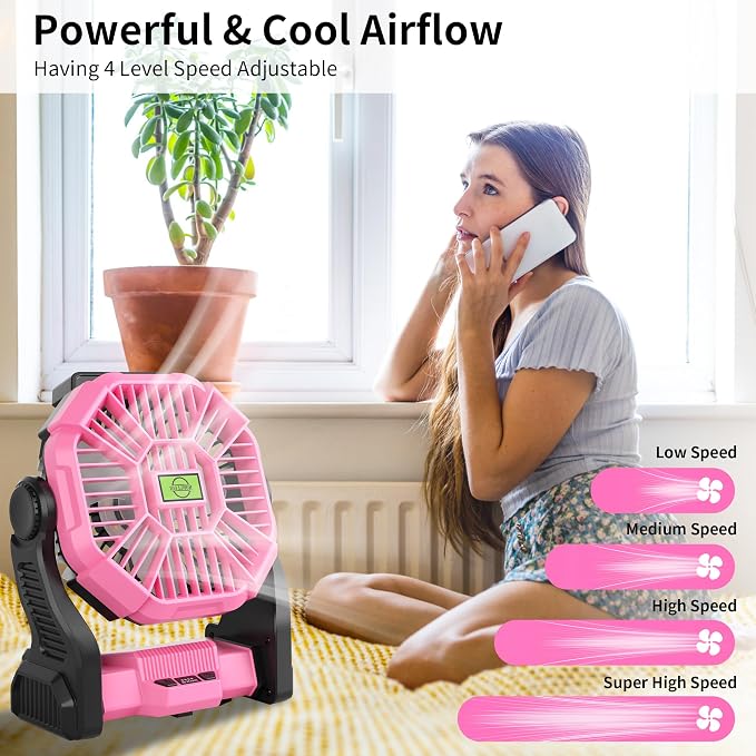 Portable Fan Rechargeable Camping Essentials, Cordless Camping Fan Battery - Image 5