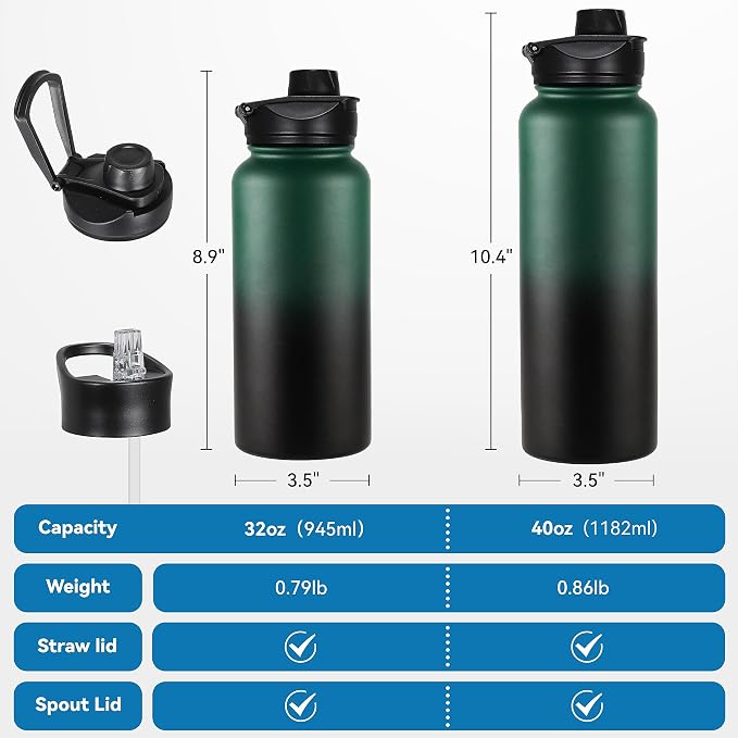 VEGOND 32 oz Insulated Water Bottle Stainless Steel Metal Water Bottles - Image 4
