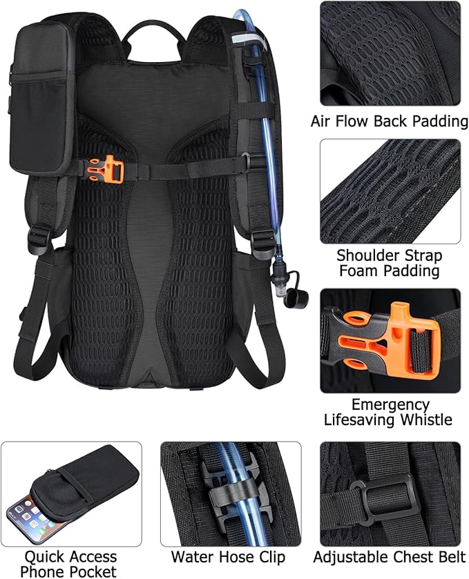 NOOLA Hydration Backpack with 3L Water Bladder, 22L / 25L Water Backpack - Image 6