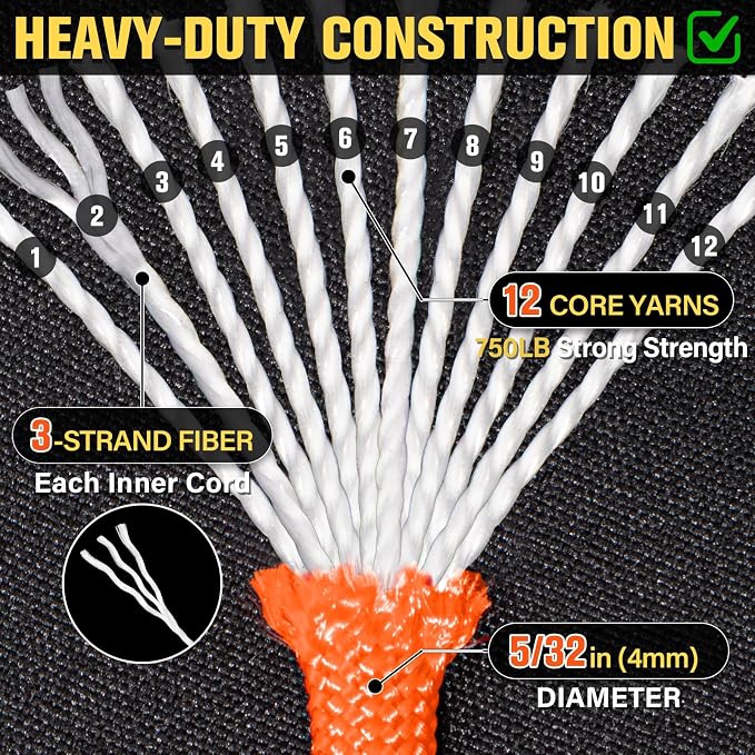 Paracord Rope 750 lb - 100ft 5/32" Parachute Cord 4MM 12-Strand para Cord - - Image 3