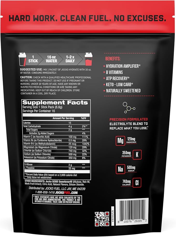 Jocko Fuel Hydrate Electrolytes Powder Packets Low Sugar - Image 2