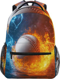 Wamika Baseball Ice Fire Boy Backpack Sports Ball School Backpack Kid Girl by Wamika