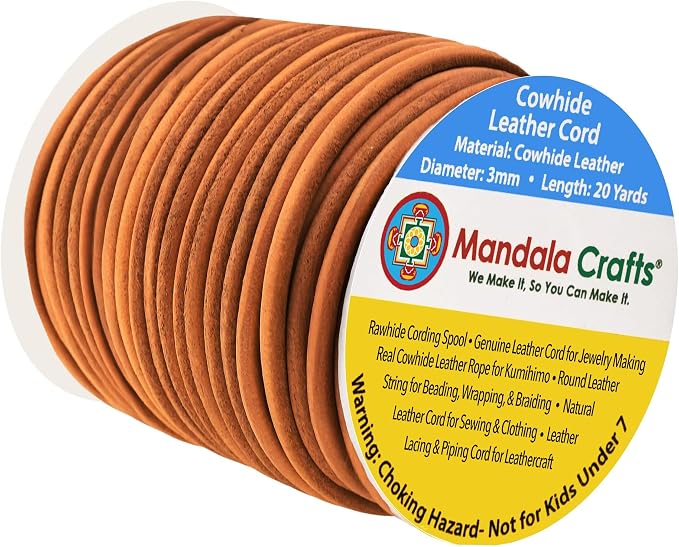 Mandala Crafts Round Genuine Rust Leather Cord by MandalaCrafts
