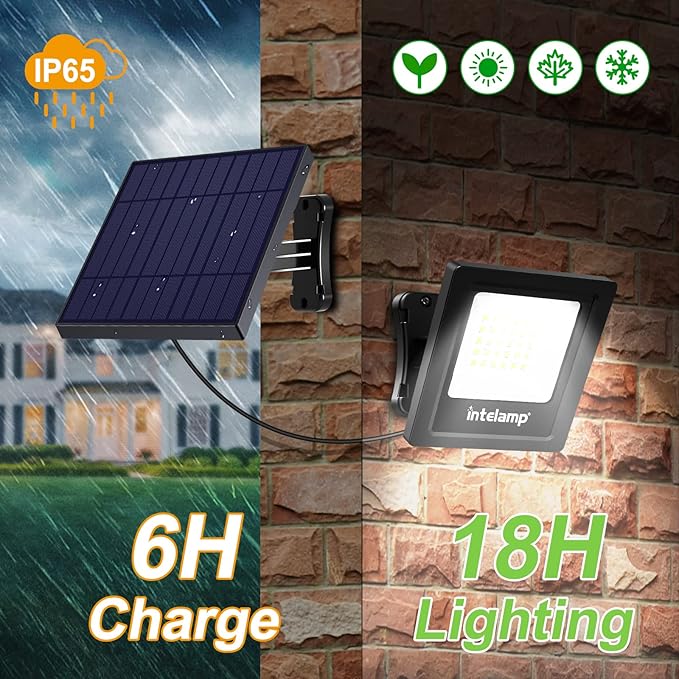 intelamp Solar Lights Outdoor, 4400mAh Solar Powered Flood Lights, Security - Image 4