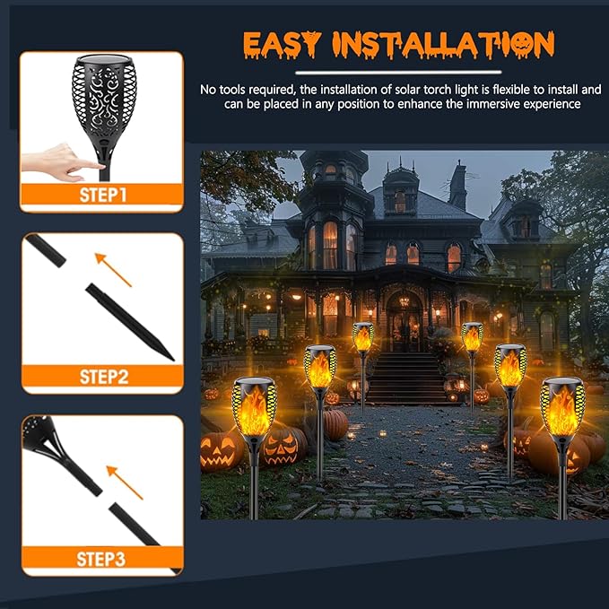 Upgraded 8 Pack Super Larger Size Solar Torch Lights - Image 6