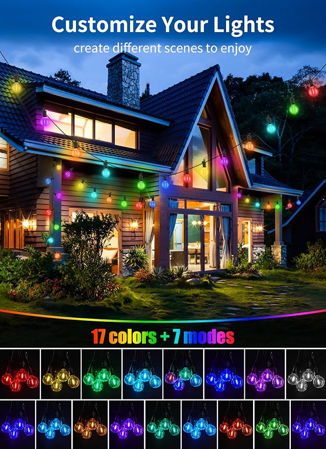 Brightown Outdoor String Lights 58 Feet G40 LED Patio Lights, 27 Plastic Edison - Image 4