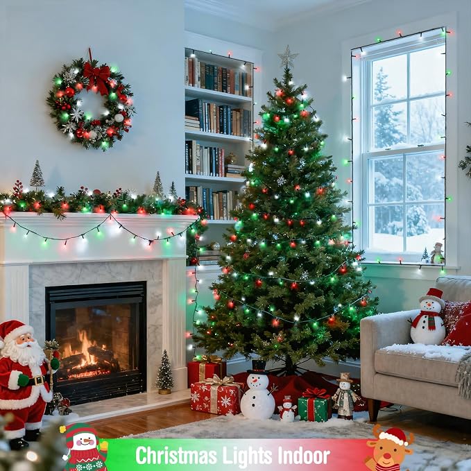 JMEXSUSS 200 LED Red White and Green Christmas Lights Outdoor, 66ft Connectable - Image 7