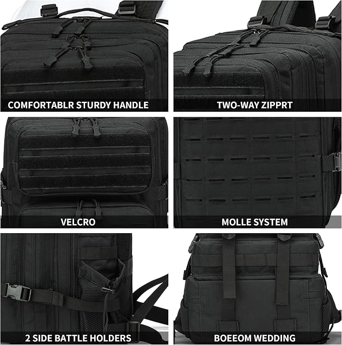 Military Tactical Backpack 45L/25L 3 Day Assault Pack Molle Daypack Hiking - Image 4