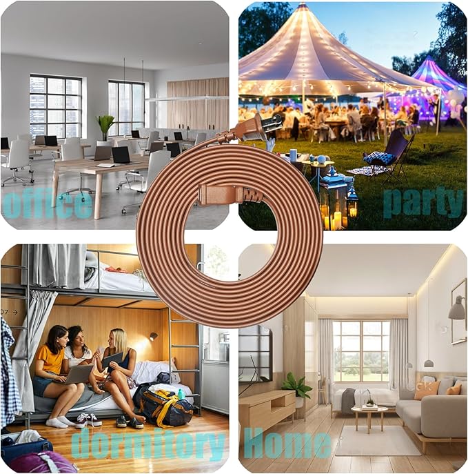 Brown Extension Cord 10FT Flat Extension Cord - Image 6